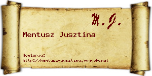 Mentusz Jusztina névjegykártya